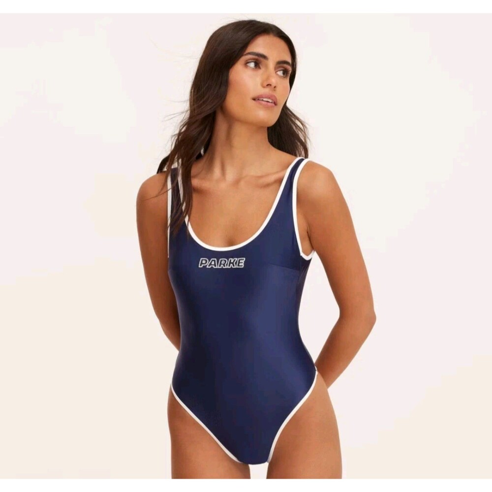 Women's Parke x Target 90s One Piece Swimsuit Navy Blue XS